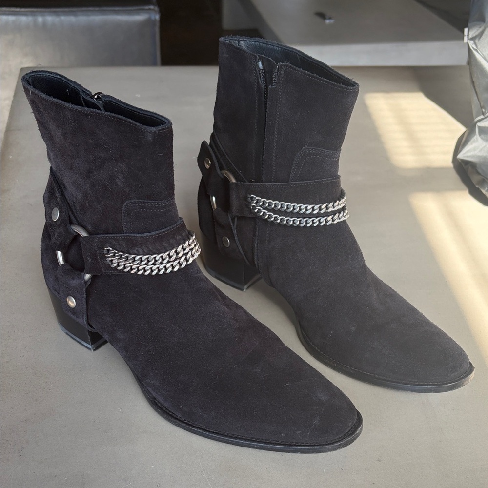 Saint Laurent Black Suede Wyatt Boots 39.5